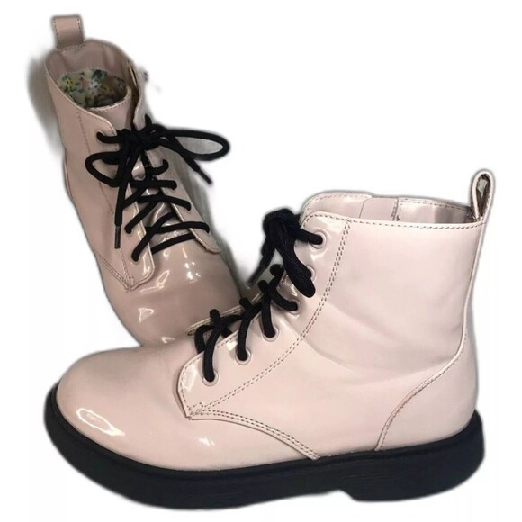 Art Class Boots Girls Sz 4 Pink patten leather boots with black laces Blk /Soles - Picture 2 of 11